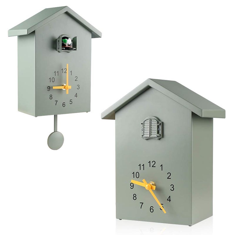 KEYPOWER Cuckoo Clock Cuckoo Wall Clock,Cuckoo Bird Voices Call, Design Clock Pendulum, Bird House, Wall Art Home Living Room Kitchen Office Decoration (Green) - Image 1